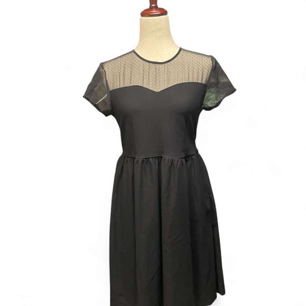 Coverstory Womens M Y2K Style Black Sheer Sweetheart Neckline Lolita Goth Dress‎